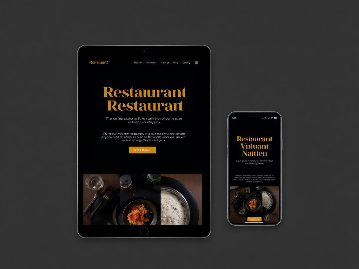 Nocturne Dining website design concept shown on Tablet · Mobile